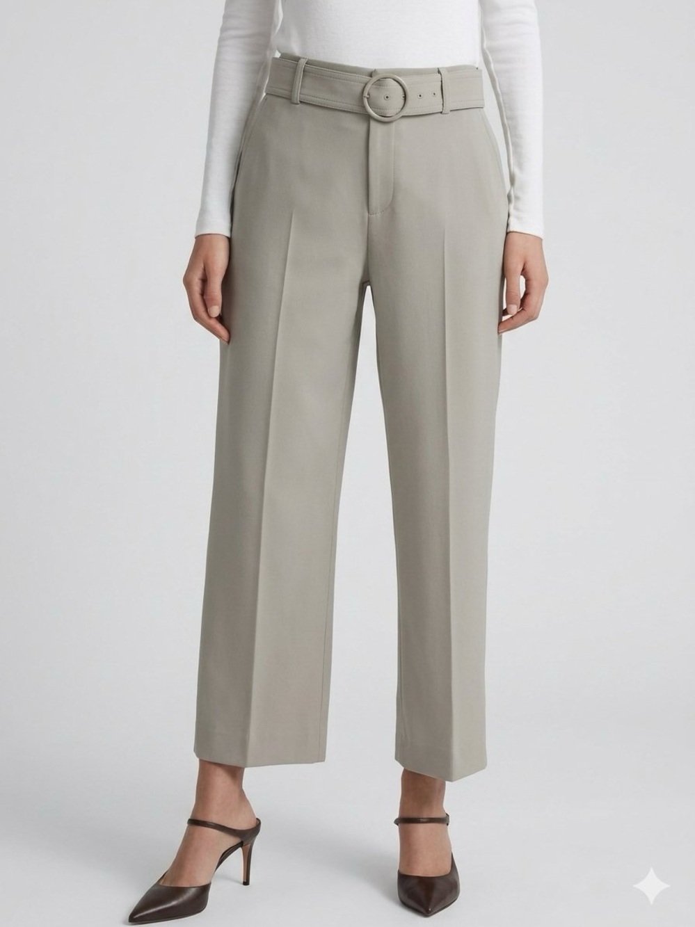 CLUB MONACO Classic High-Waist Belted Trousers Dress Pants Light Taupe Tan Sz 6